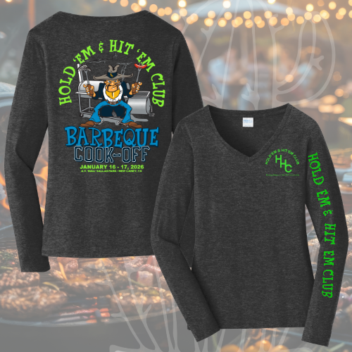 2026 HHC Barbeque Cook-off Memorabilia Ladies Long Sleeve V-Neck T-Shirt
